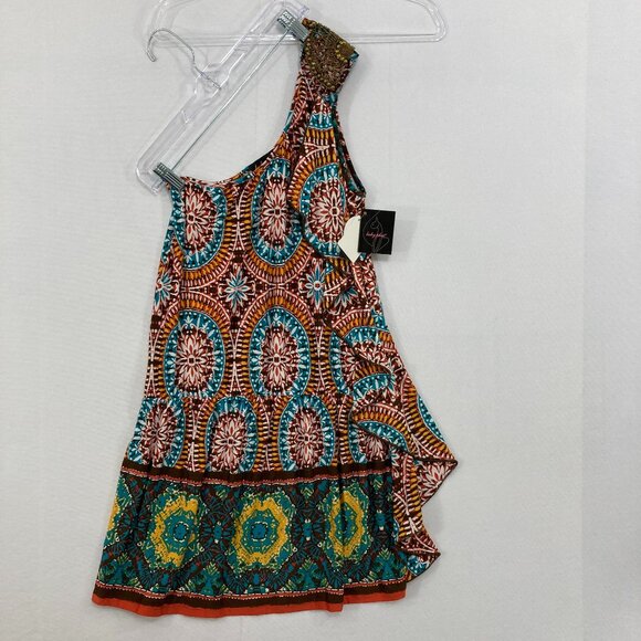 NWT Vintage Baby Phat Large One Shoulder Ruffle Stretch Dress Festival Vacation - Picture 1 of 9